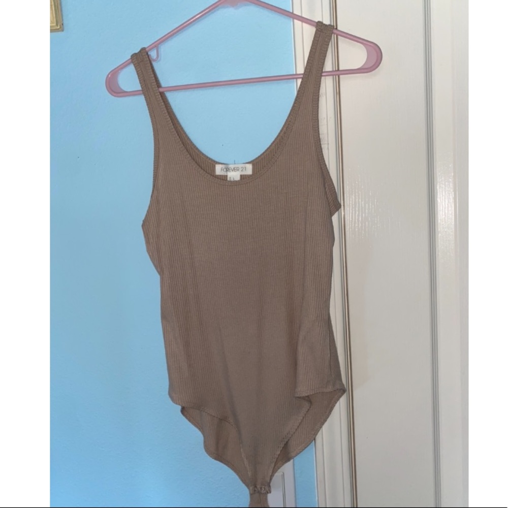 Beige Ribbed Bodysuit